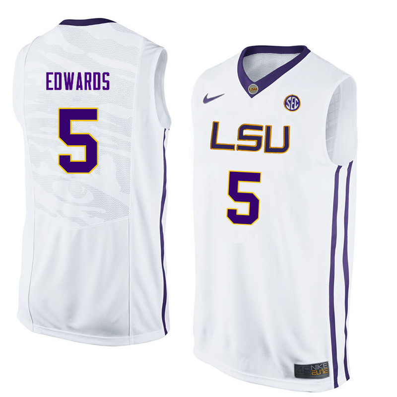 Men #5 Daryl Edwards LSU Tigers College Basketball Jerseys Sale-White - Click Image to Close